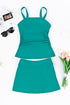 Solid Square Neck Sleeveless Tankini Swimsuit